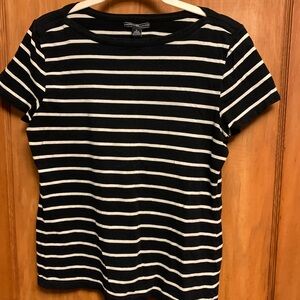 American Living Black and White Striped Short Sleeve Tee